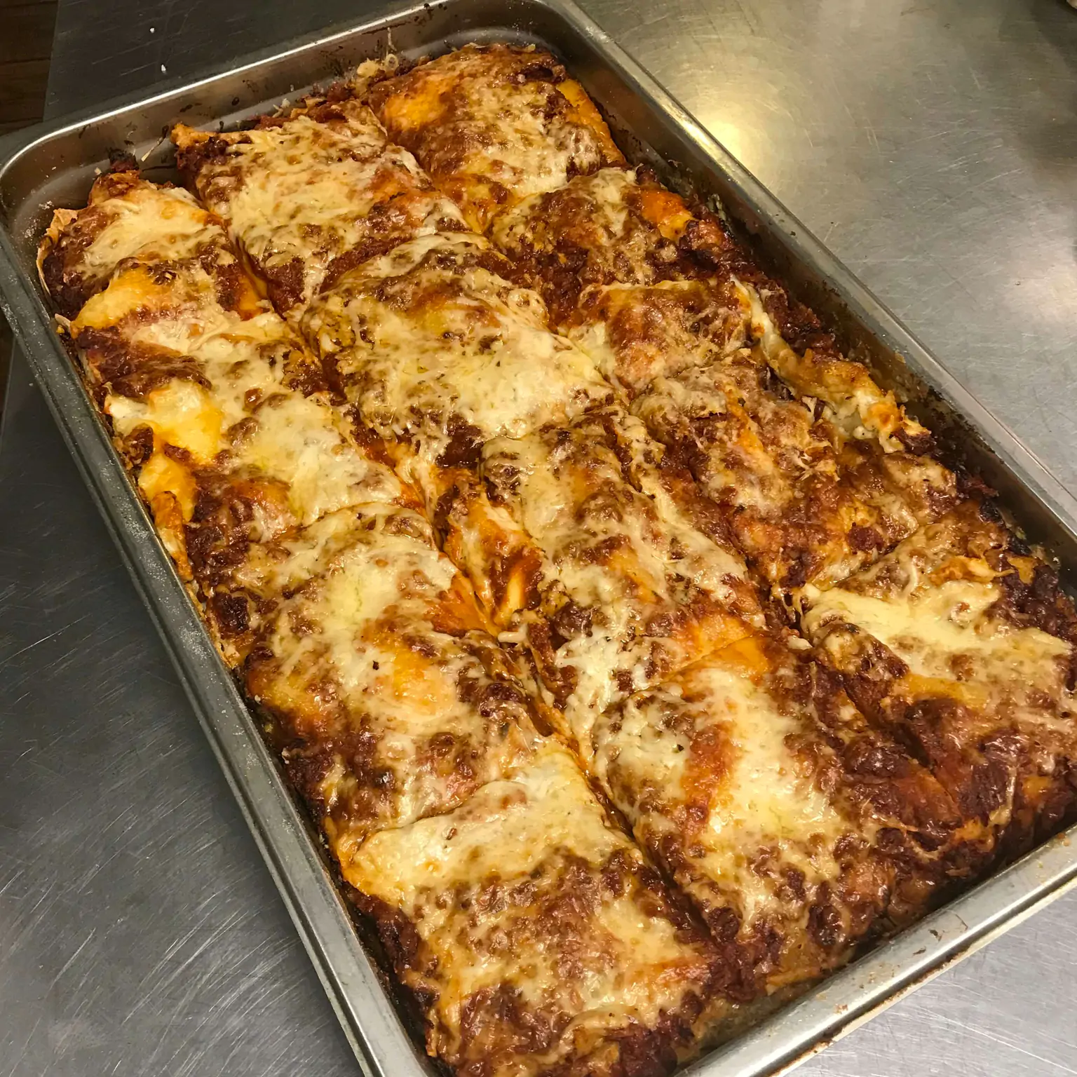 Lasagna in the pan